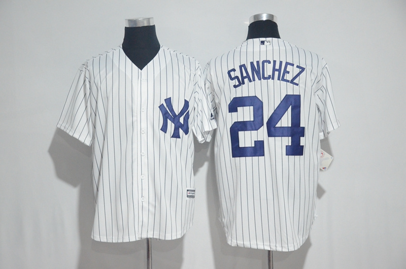 2017 MLB New York Yankees #24 Sanchez White Jerseys